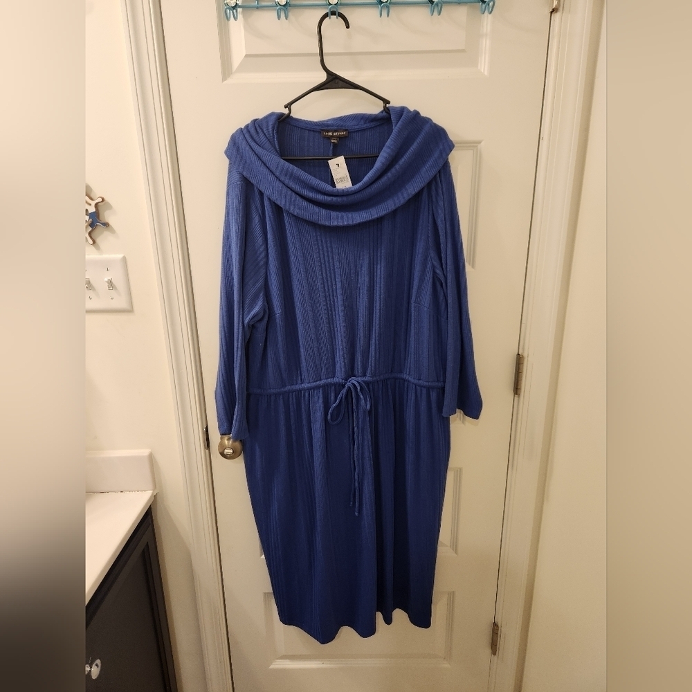 Lane Bryant Womens Sweater Dress Cowl Long Sleeve Blue‎ 22/24 NWT #M608